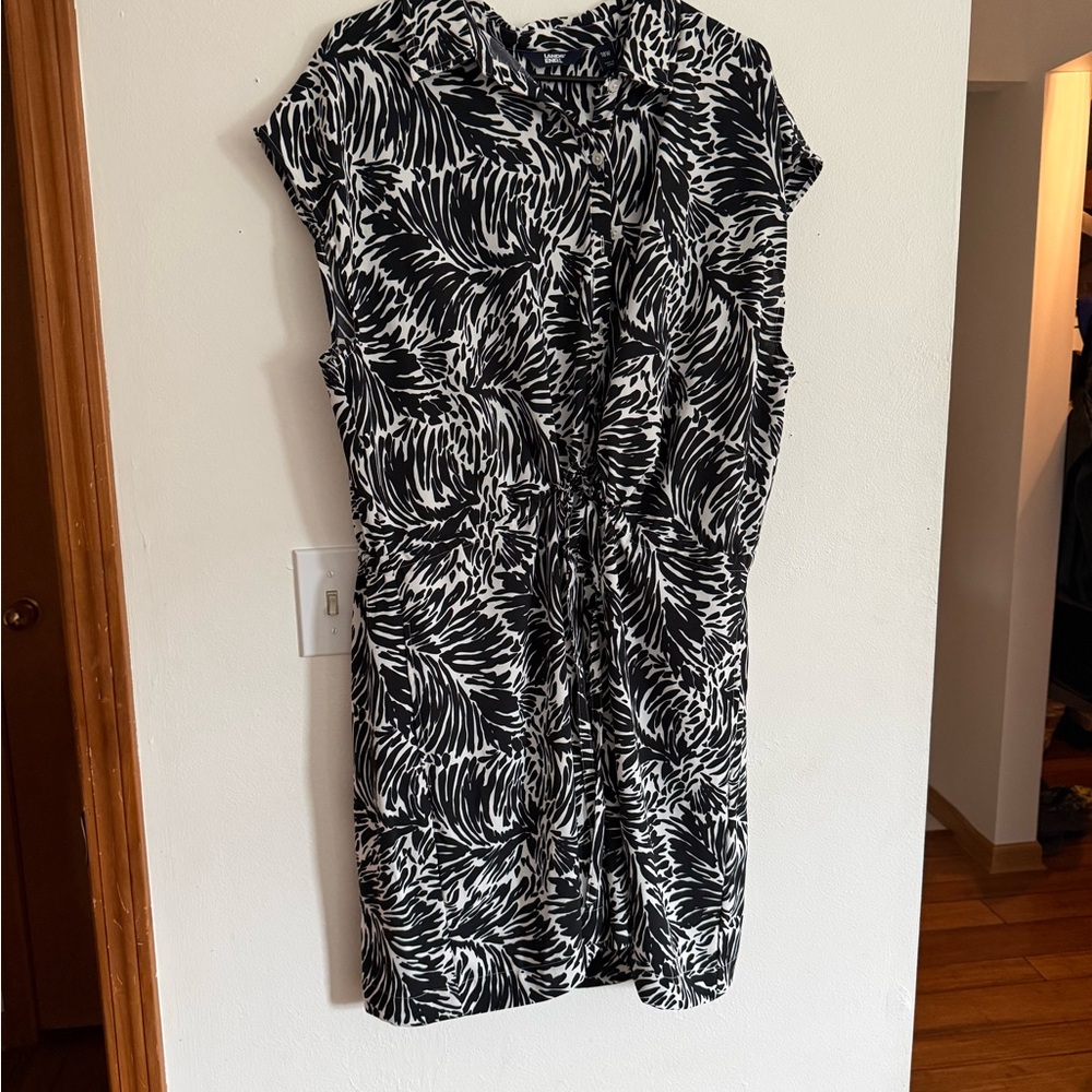Lands' End Black and White Animal Print Romper